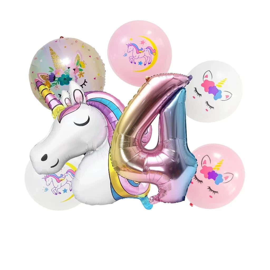 Unicorn Party Balloons Number Foil Balloons 1 2 3 4 Years Unicorn Birthday Party Decoration Rainbow Unicorn Balloons Baby Shower
