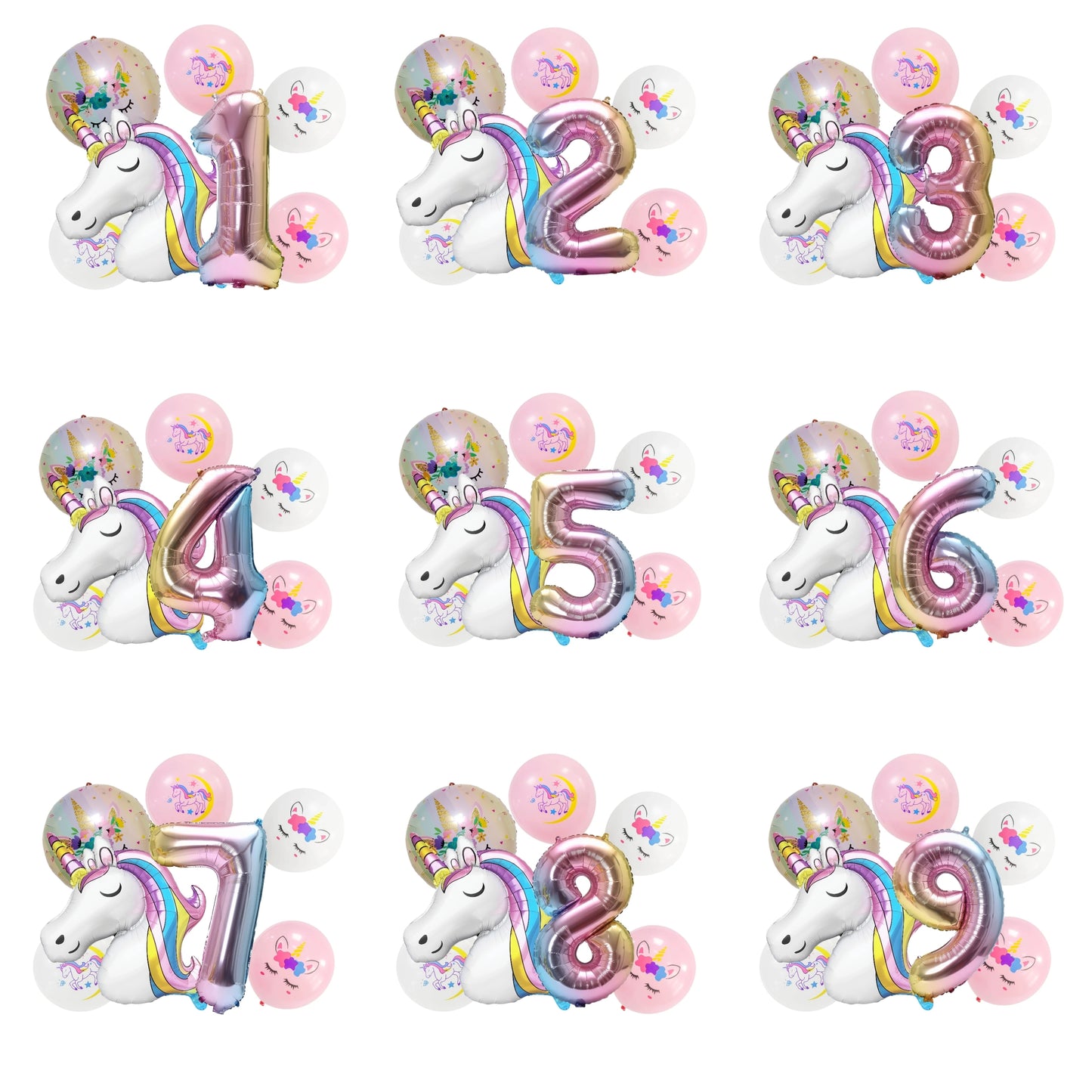 Unicorn Party Balloons Number Foil Balloons 1 2 3 4 Years Unicorn Birthday Party Decoration Rainbow Unicorn Balloons Baby Shower