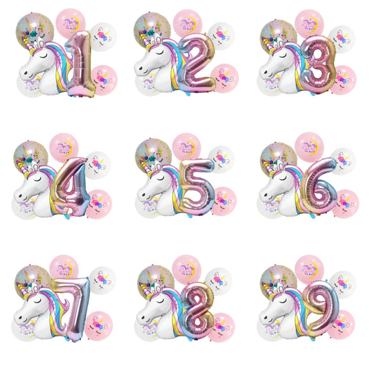 Unicorn Party Balloons Number Foil Balloons 1 2 3 4 Years Unicorn Birthday Party Decoration Rainbow Unicorn Balloons Baby Shower