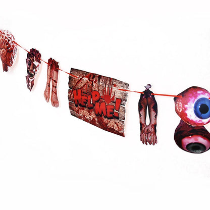 Halloween Blood Banner Paper Garland Scary Eyeball Skull Spiral Hanging Flag Halloween Party Decoration Home Haunted House Decor