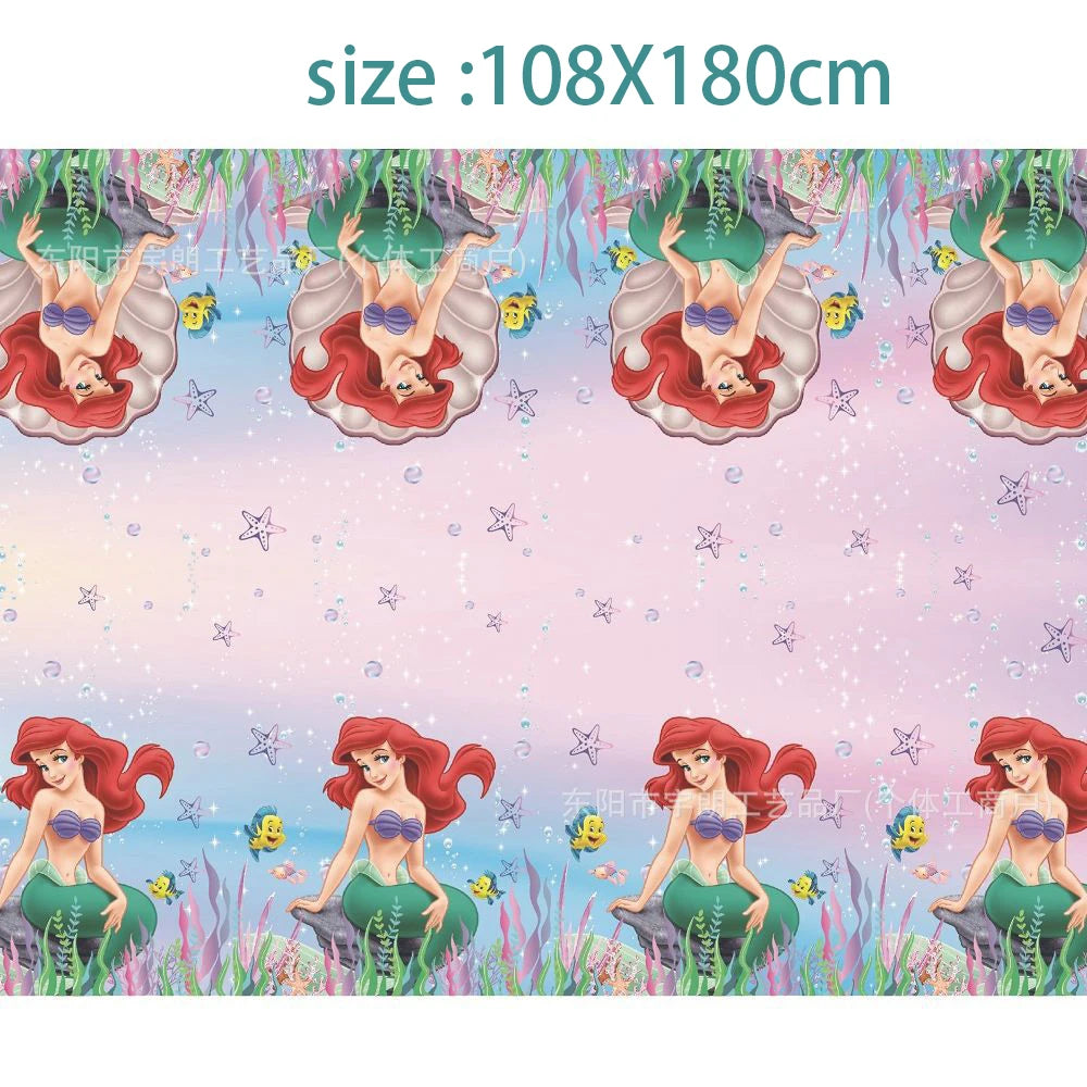 The Little Mermaid Theme Party Supplies  Ariel Princess Paper Napkin Plate Cup Balloons Kid Girls Birthday Party Decoration Gift