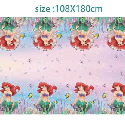 The Little Mermaid Theme Party Supplies  Ariel Princess Paper Napkin Plate Cup Balloons Kid Girls Birthday Party Decoration Gift
