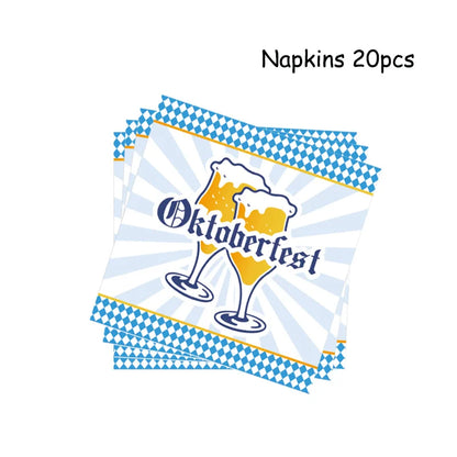 Oktoberfest Theme Party Carnival Decor Disposable Tableware Paper Plates Cup Balloons Fireworks Gun Toys Birthday Party Supplies