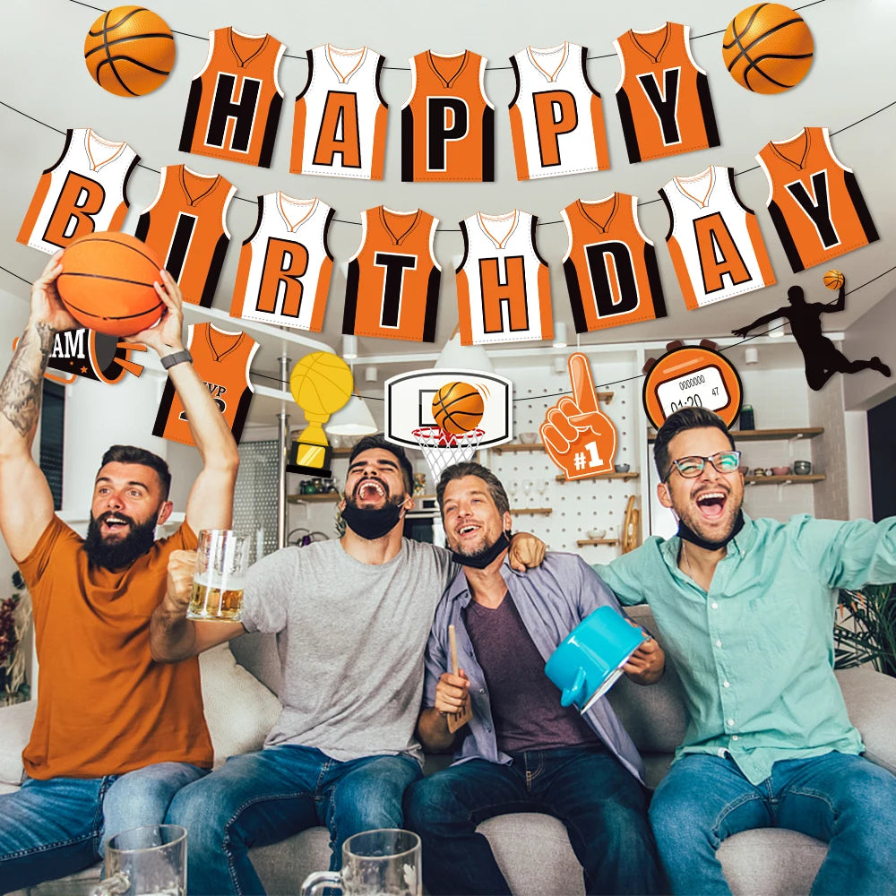 Basketball Cake Topper Happy Birthday Star T-shirt Ball Cupcake Toppers Baby Shower Kids Party Dessert DIY Baking Supplies Decor