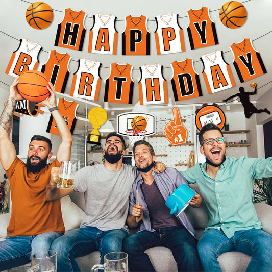 Basketball Cake Topper Happy Birthday Star T-shirt Ball Cupcake Toppers Baby Shower Kids Party Dessert DIY Baking Supplies Decor