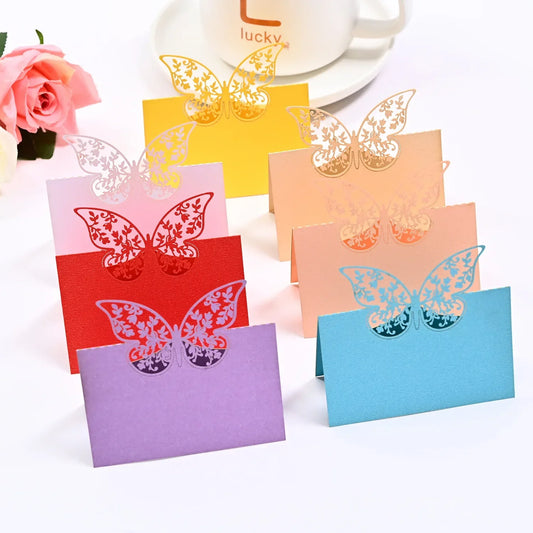20/50pcs Laser Hollow Butterfly Wedding Place Card Banquet Party Birthday Seat Card Name Sign-in Table Card Flower Greeting Card