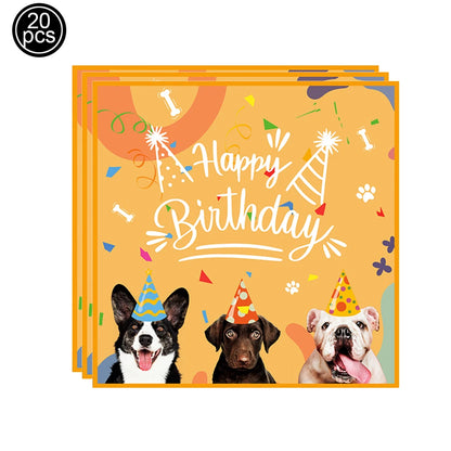 Dog Birthday Party Supplies Pet Dog Disposable Tableware Paper Plates Napkins Cups Puppy Birthday Party Baby Shower Decorations