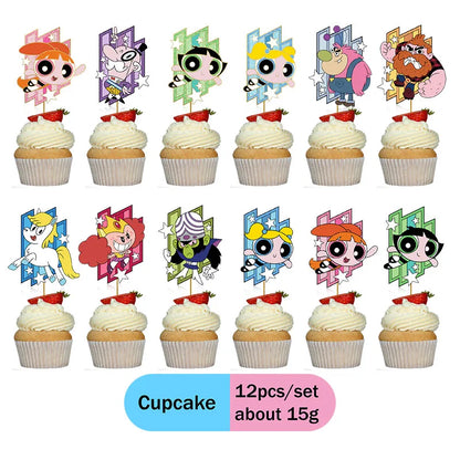 The Powerpuff Girls Gender Reveal Party Supplies Boy or Girl Disposable Napkins Cups Tablecloth Banner Latex Balloon Decorations