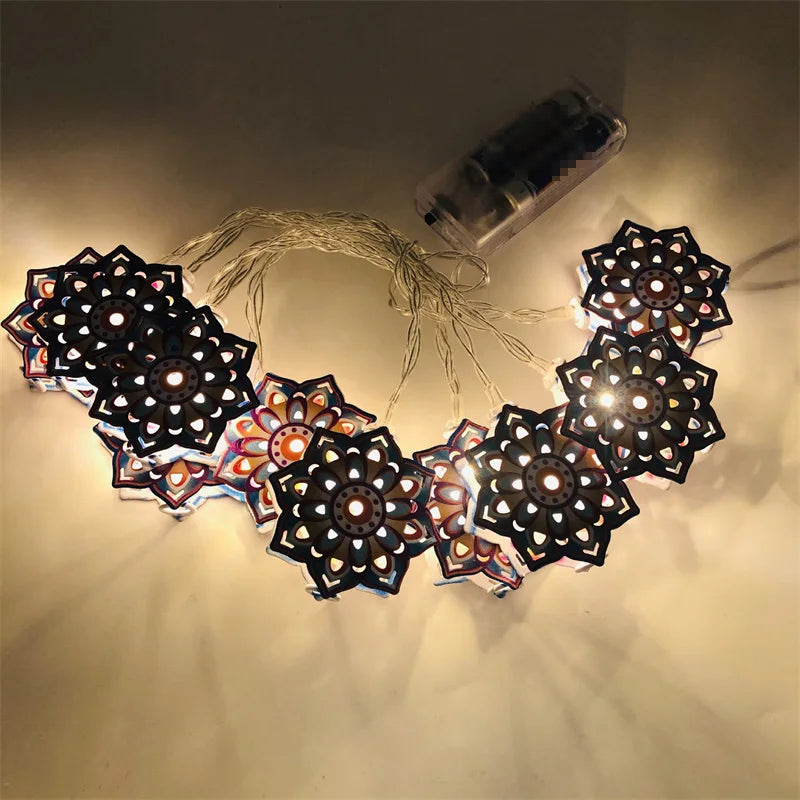 Mini LED String Light Gold AUM OM Lakshmi Ganesha String Light for Deepavali Diwali Party Decoration Festival Golden String Lamp
