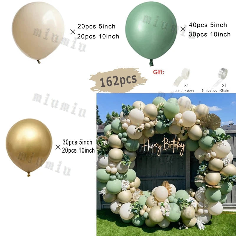 Jungle Safari Green Theme Balloon Garland Arch Kit Kids Birthday Party Metal Confetti Foil Latex Balloons Baby Shower Decoration