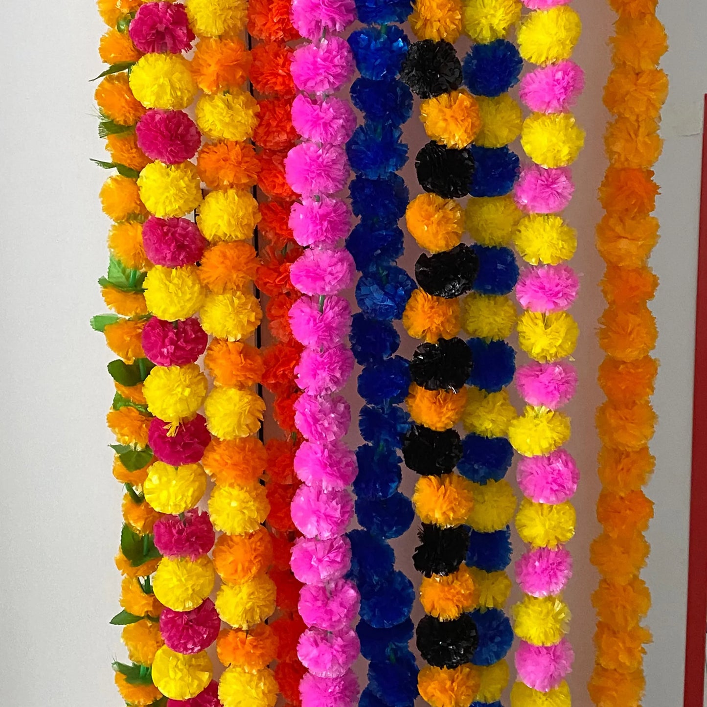 2 Pcs Marigold Flower Garland with бо Flowers for Diwali Mexican Dia de los Muertos DIY Wreath Day of The Dead Decor Party