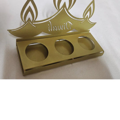 1pc Happy Diwali Candlestick Gold Iron Candle Holder for Diwali Festival Party Home Table Decoration