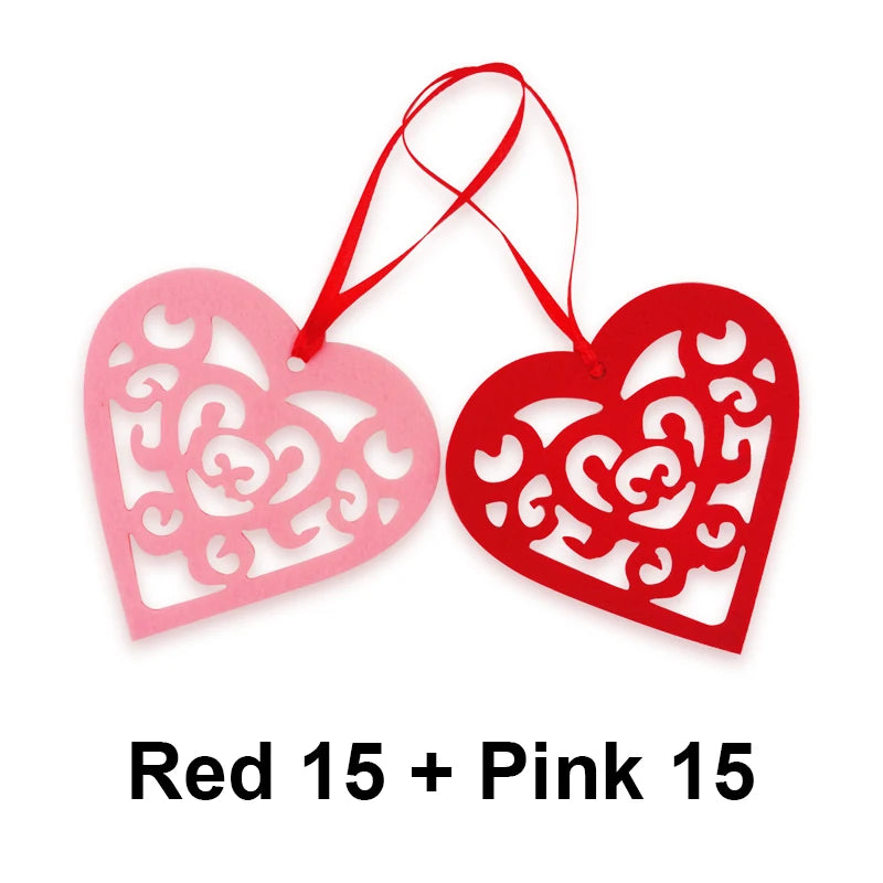 30Pcs Engraved Love Heart shaped pendant Hollow Shape DIY Crafts for Wedding Party Valentines Day Decoration Ornaments