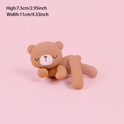 New 3D Pink Blue Bear Cake Topper Cute Mini Bear Doll Cake Decoration Boy Girl Birthday Party Gender Reveal Baby Shower Supplies