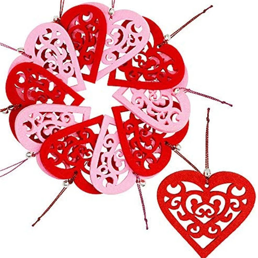 30Pcs Engraved Love Heart shaped pendant Hollow Shape DIY Crafts for Wedding Party Valentines Day Decoration Ornaments