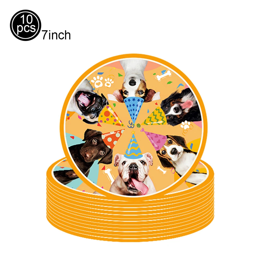 Dog Birthday Party Supplies Pet Dog Disposable Tableware Paper Plates Napkins Cups Puppy Birthday Party Baby Shower Decorations