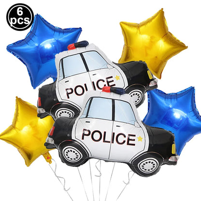 5th Birthday Police Party Blue Car Helicopter Foil Balloons for Boys Baby Shower Police Birthday Party Decoration