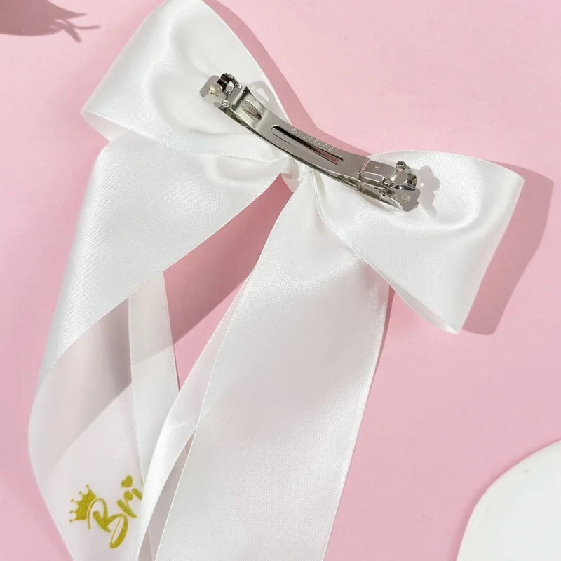 5pcs Pink White Team Bride to Be Bow Headband Satin Ribbon Wedding Bridal Shower Decoration Girl Hen Bachelorette Party Supplies