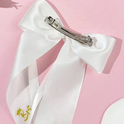 5pcs Pink White Team Bride to Be Bow Headband Satin Ribbon Wedding Bridal Shower Decoration Girl Hen Bachelorette Party Supplies