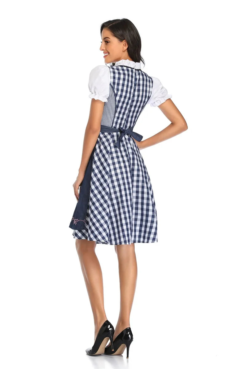 S-4XL Womens German Oktoberfest Beer Girl Costume Bavarian Traditional Beer Dirndl Dress With Apron