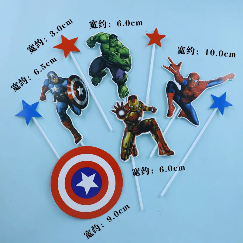 Spiderman Cake Toppers Superhero Birthday Cake Decorations CupCake Topppers Ornaments for Kids Boys Baby Shower Supplies Gifts
