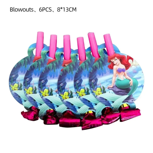 The Little Mermaid Theme Party Supplies  Ariel Princess Paper Napkin Plate Cup Balloons Kid Girls Birthday Party Decoration Gift