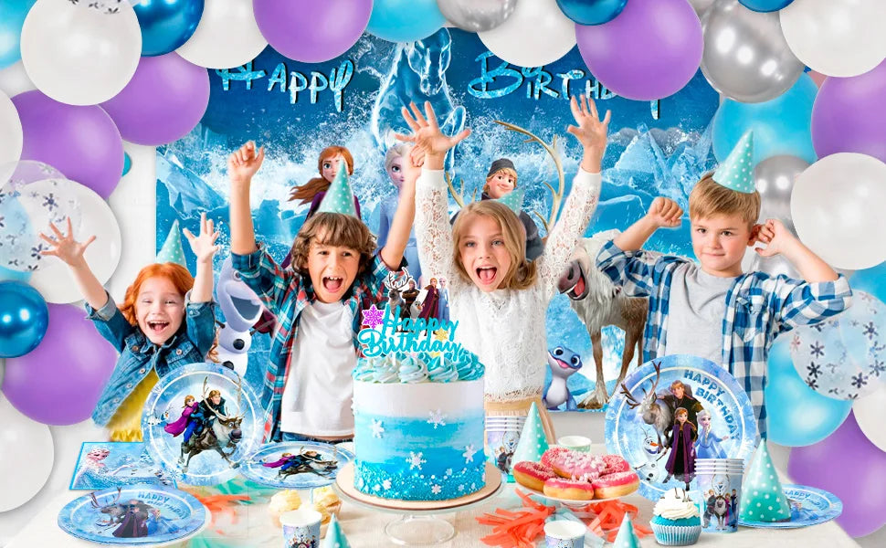 Frozen Theme Party Supplies,Frozen Birthday Party Tableware-161pcs Frozen Party Supplies-Frozen Plates Napkin Cup Tablecloth