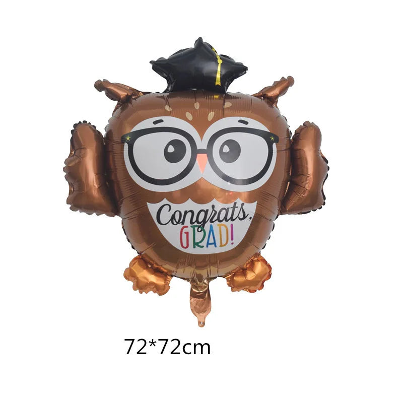 New graduation doctoral student owl graduation certificate graduation bear shaped aluminum film balloon graduation party decorat