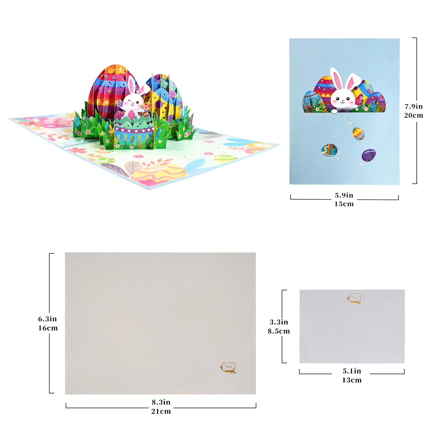 Happy Easter Pop Up Card - 3D Bunny Egg Flowers Basket Greeting Card for Easter