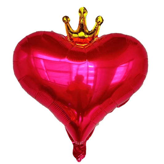 10PCS 18 Inch Pink Love Heart Crown Balloons Aluminum Foil I Love You Balloon Valentine's Day Birthday Wedding Party Decor