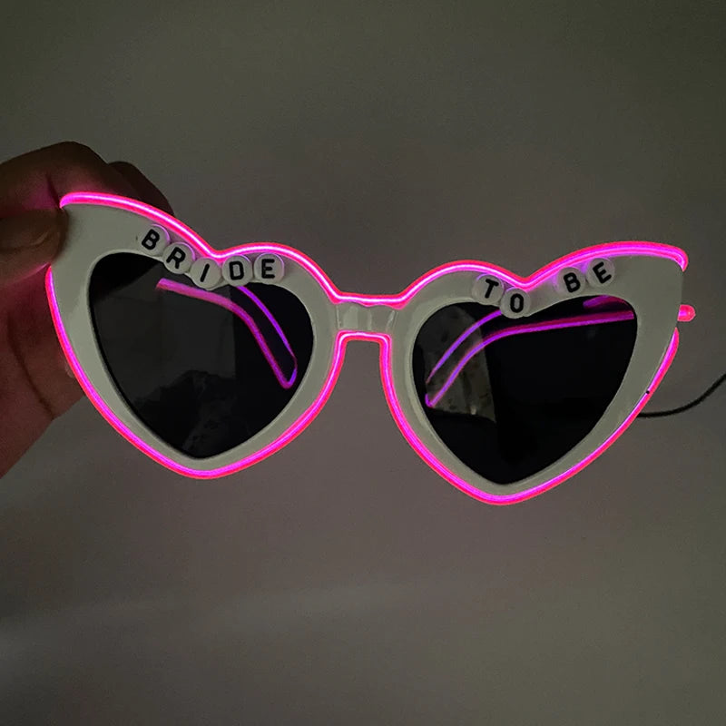 Heart Shaped LED Neon Glasses Luminous Bride To Be Glasses Bachelorette Party Bride Sunglasses gift Wedding Supplies