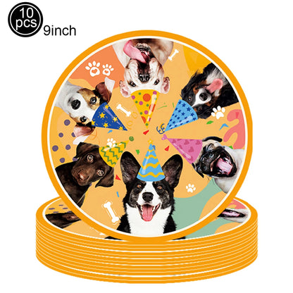 Dog Birthday Party Supplies Pet Dog Disposable Tableware Paper Plates Napkins Cups Puppy Birthday Party Baby Shower Decorations