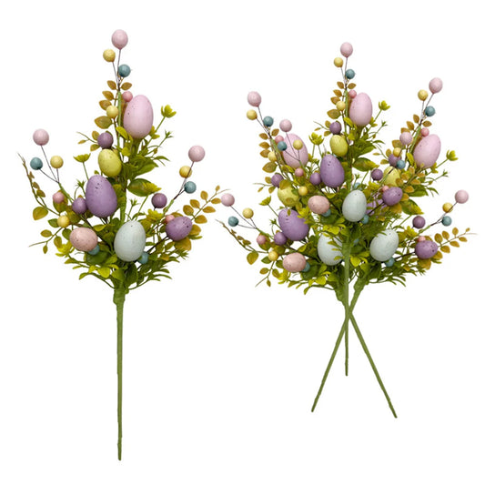 2025 Easter Decoration Artificial Egg Pearl Flower Branch Colorful Foam Eggs Branches DIY Bouquets for Easter Party Home Decors