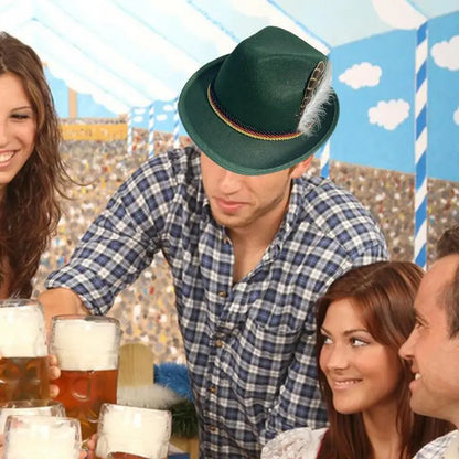 Alpine Hats with Feather Soft Oktoberfest German Hats for Adults Fashionable Alpine Hat for Cosplay Holiday Party Carnival