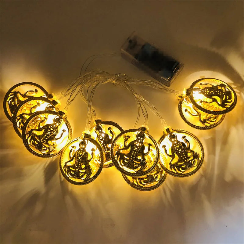 Mini LED String Light Gold AUM OM Lakshmi Ganesha String Light for Deepavali Diwali Party Decoration Festival Golden String Lamp