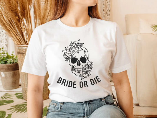 Bride Or Die Bachelorette Party T Shirt Till Death Do We Edgy Skull Emo Bach