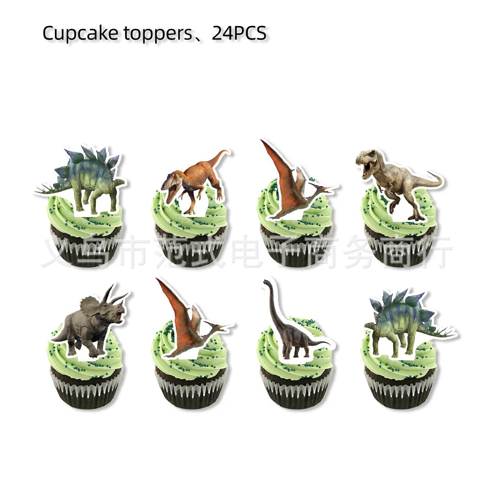 Jurassic Dinosaur Birthday Decoration Tableware Balloon Paper Cup Backdrop Tablecloth Banner Plate Birthday Party Decor Supplies