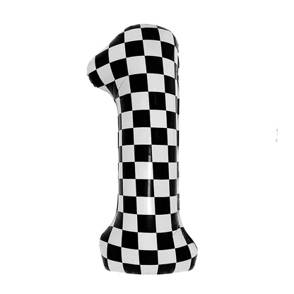 40Inch Checkered 1 2 3 4 5 6 Large Black White Number Balloon Motorcycle Racing Two Fast Race Car Birthday Party Supplies