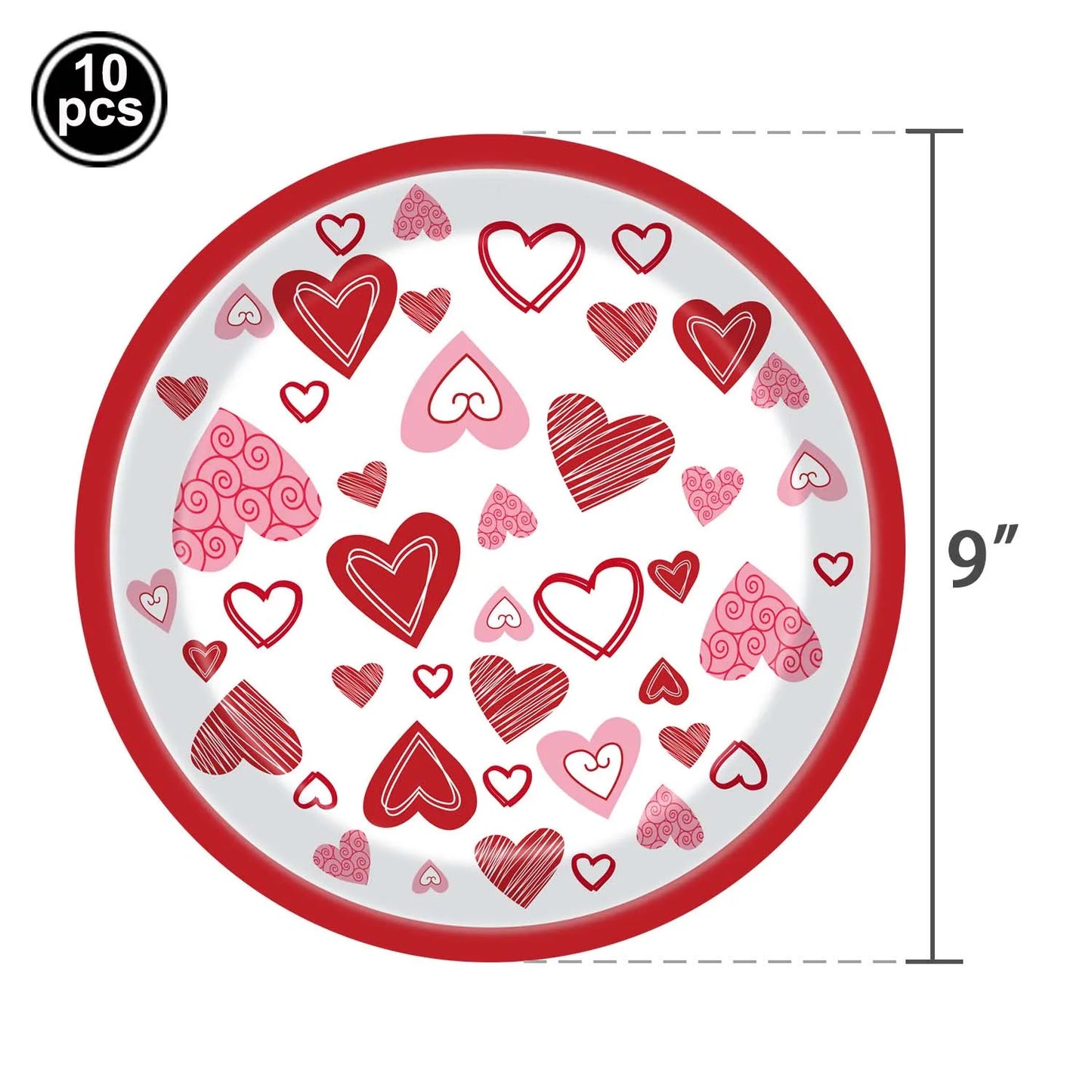 Valentine's Day Theme Disposable Tableware Pink Red Love Heart Pattern Paper Plates Cups Napkins Wedding Decoration Supplies