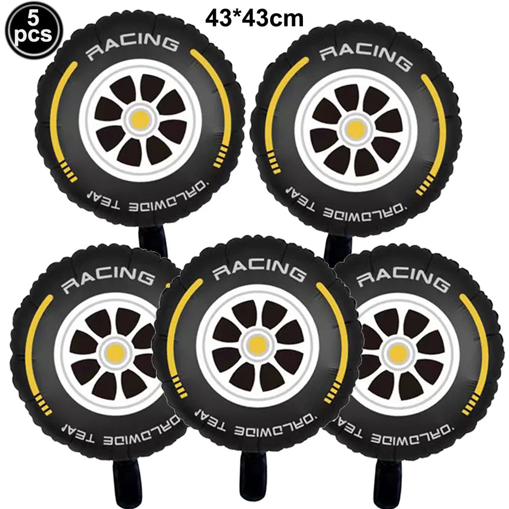 40Inch Checkered 1 2 3 4 5 6 Large Black White Number Balloon Motorcycle Racing Two Fast Race Car Birthday Party Supplies