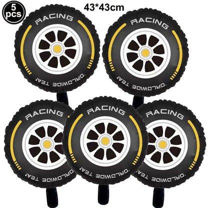 40Inch Checkered 1 2 3 4 5 6 Large Black White Number Balloon Motorcycle Racing Two Fast Race Car Birthday Party Supplies