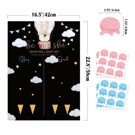 M5TF Gender Reveal Party Baby Gender Reveal Poster with 36pcs Boy and Girl Stickers