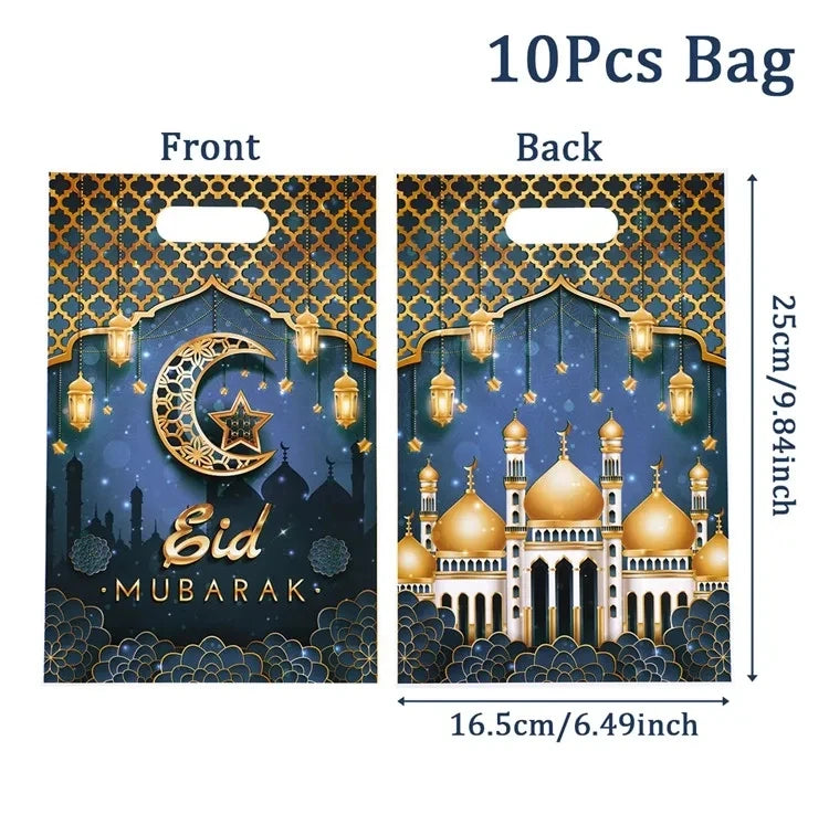Eid Mubarak Gift Bags Plastic Candy Cookie Bag Ramadan Kareem Decoration 2025 Islamic Muslim Party Supplies Eid Gifts
