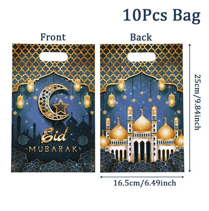 Eid Mubarak Gift Bags Plastic Candy Cookie Bag Ramadan Kareem Decoration 2025 Islamic Muslim Party Supplies Eid Gifts