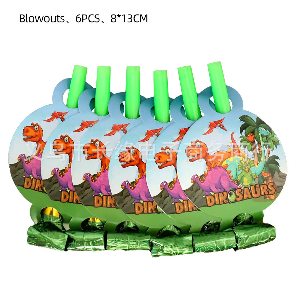 Jurassic Dinosaur Birthday Decoration Tableware Balloon Paper Cup Backdrop Tablecloth Banner Plate Birthday Party Decor Supplies