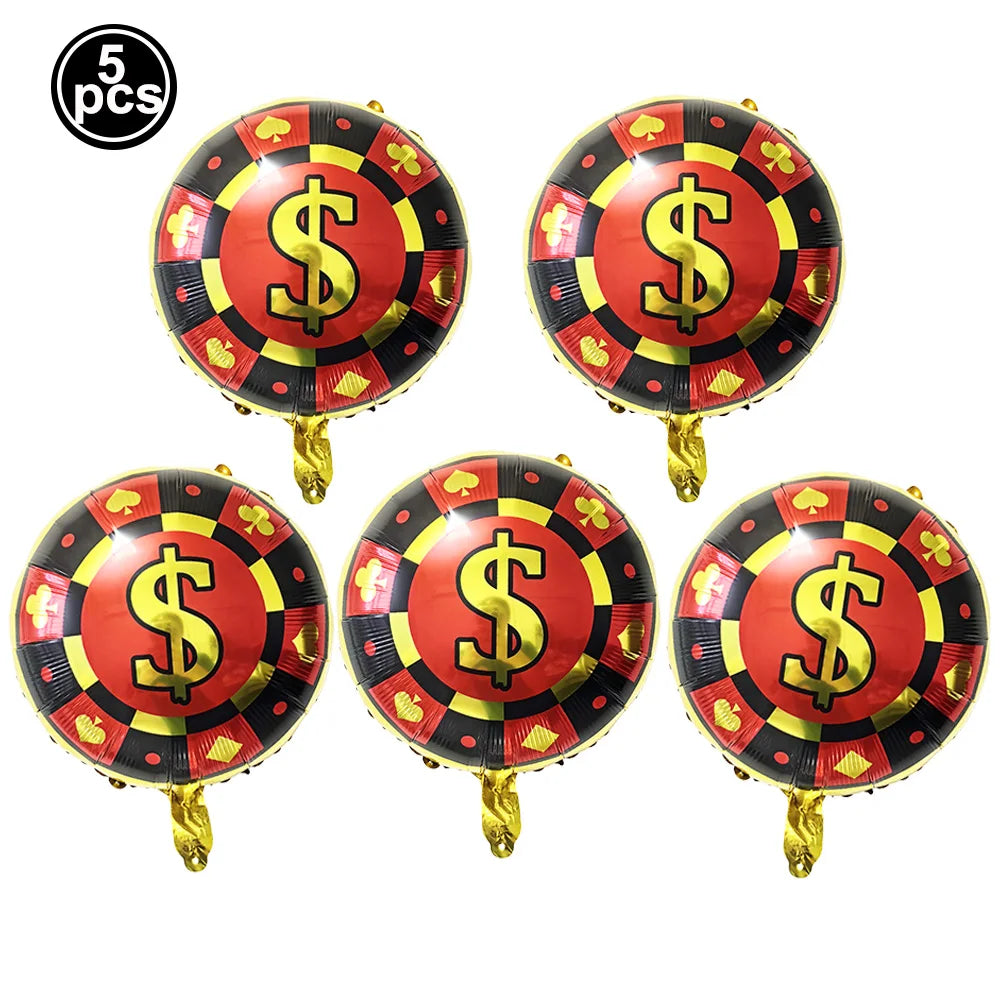 Las Vegas Theme Casino Backdrop Hanging decor Garland Banner Poker tablecloth table cover Casino Night Poker Party Decorations