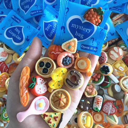 10/30/60pcs Blind Bags Mixed Styles Tiny Food Miniature Simulated Mini Food Miniature Mystery Bags for Dollhouse Decor, Gifts