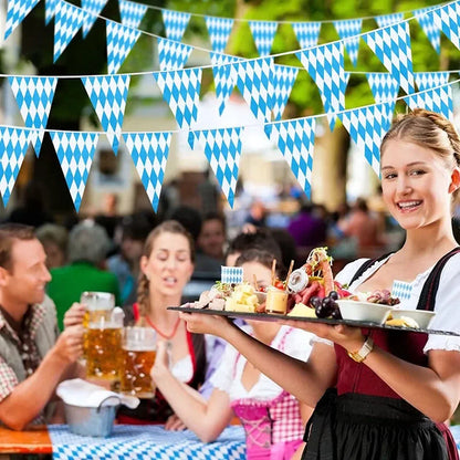 German Beer Festival Decor Blue White Table Cover Oktoberfest  Disposable Tablecloth Bavarian Flag Check Home Party Supplies