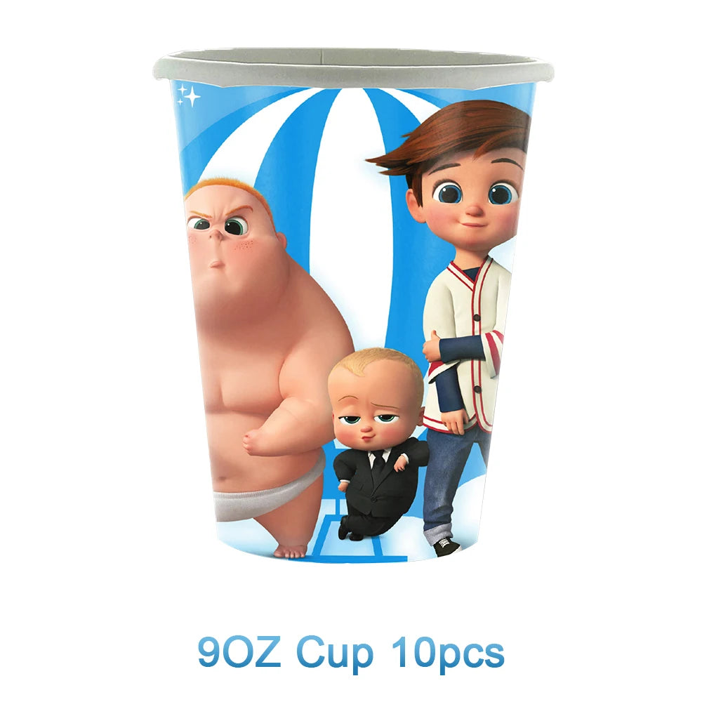 Cartoon Boss-Boys-Girls Theme Newborn 1st Birthday Party Decor Disposable Tableware Backdrop Balloons Baby Shower For Kids Gifts