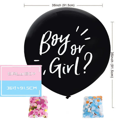 Boy or Girl Gender Reveal Party Decoration 36'' Giant Black Latex Balloon Blue Pink Confetti Baby Shower Globos Supplies